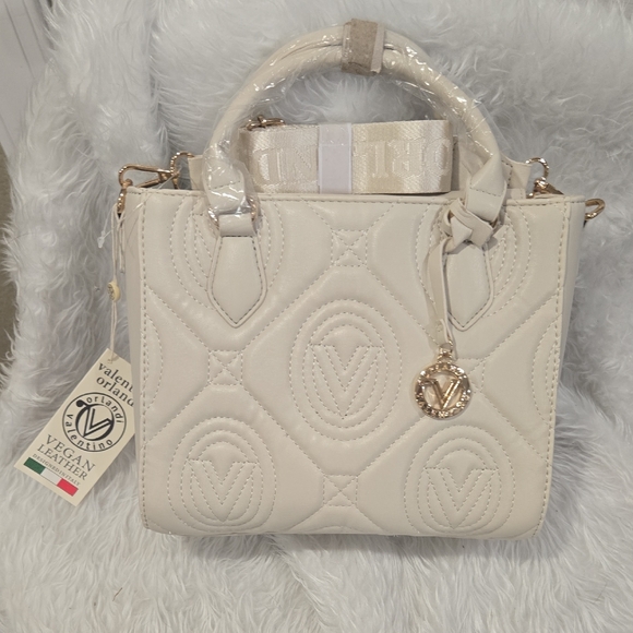 Valentino Orlandi Handbags - Valentino Orlandi Cream Satchel with Quilted‎ Design
